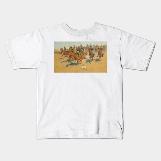 On the Southern Plains by Frederic Remington Kids T-Shirt by Classic Art Stall